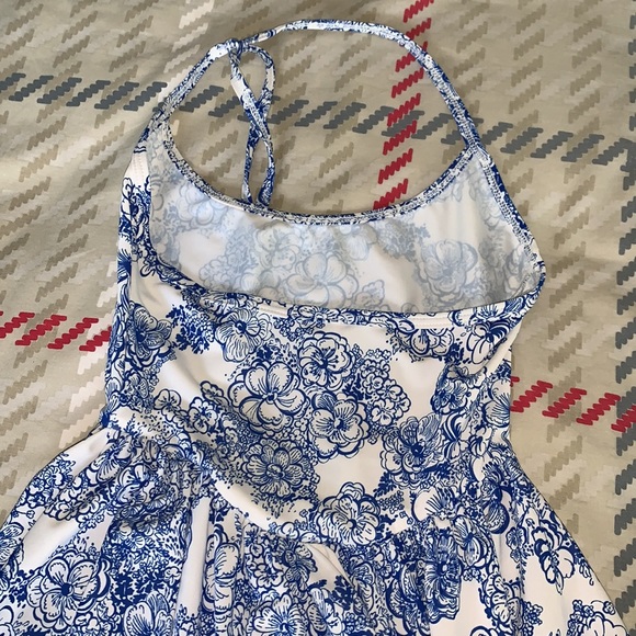 American Apparel White & Blue Nylon Halter Dress - Picture 3 of 3